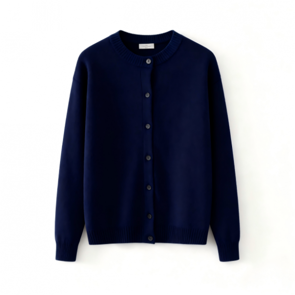 Navy Blue Button - Front Cardigan