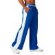 Blue and White Wide - Leg Track Pants with Logo Waistband
