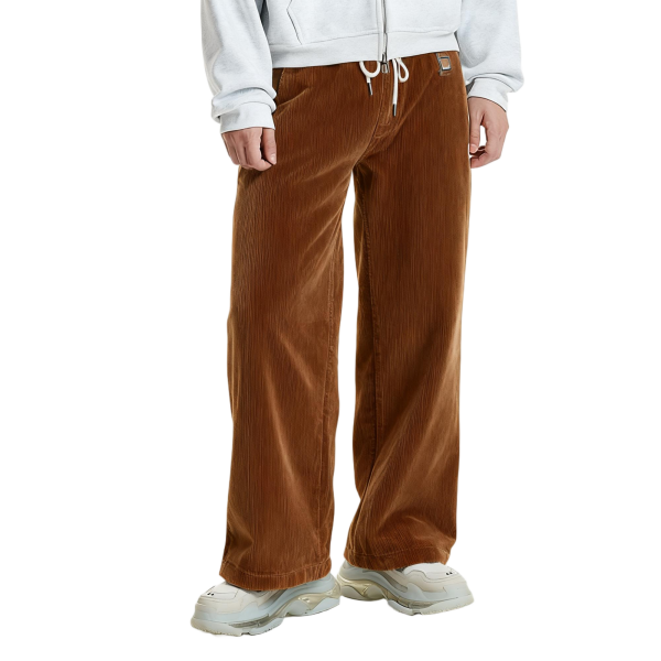 Brown Corduroy Wide - Leg Pants