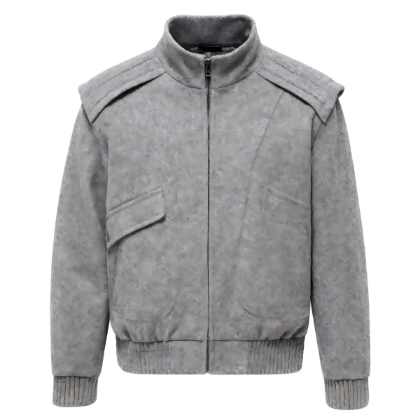 Grey Fleece Bomber Jacket
