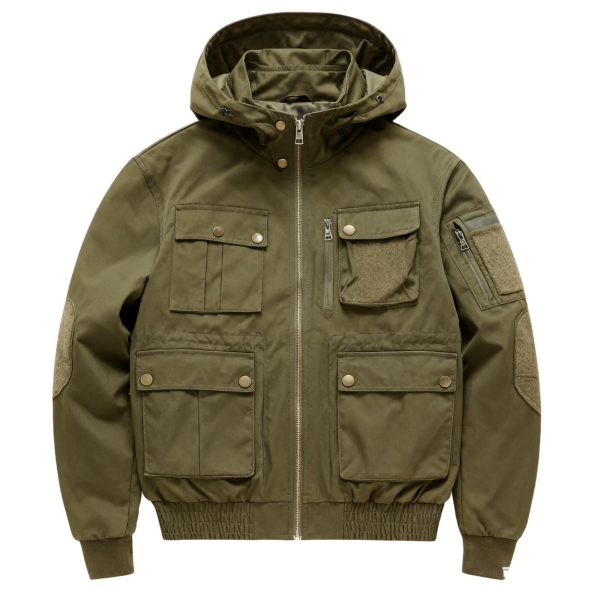 Olive Green Cargo Bomber Jacket