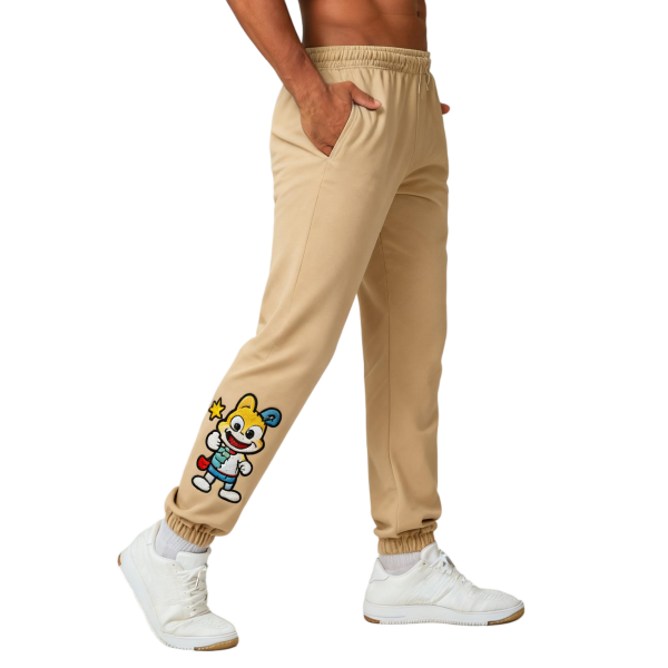 Beige Jogger Pants with Cartoon Print