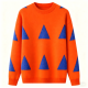 Orange Sweater with Blue Triangle Pattern