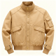 Beige Faux Leather Bomber Jacket