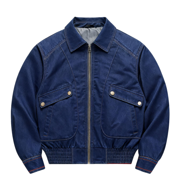 Blue Denim Bomber Jacket