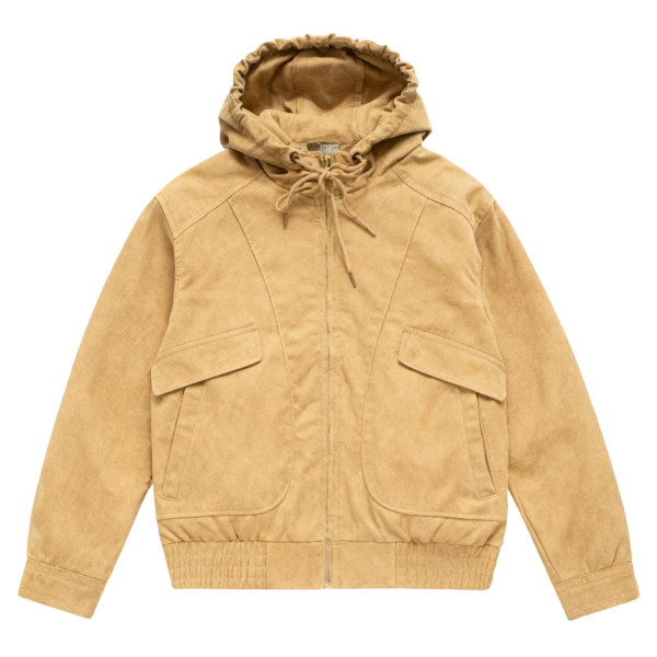 Beige Hooded Bomber Jacket