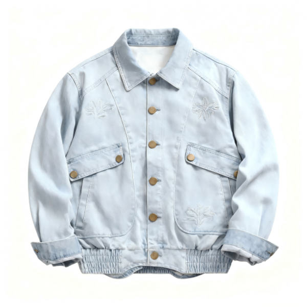 Light Blue Embroidered Denim Jacket